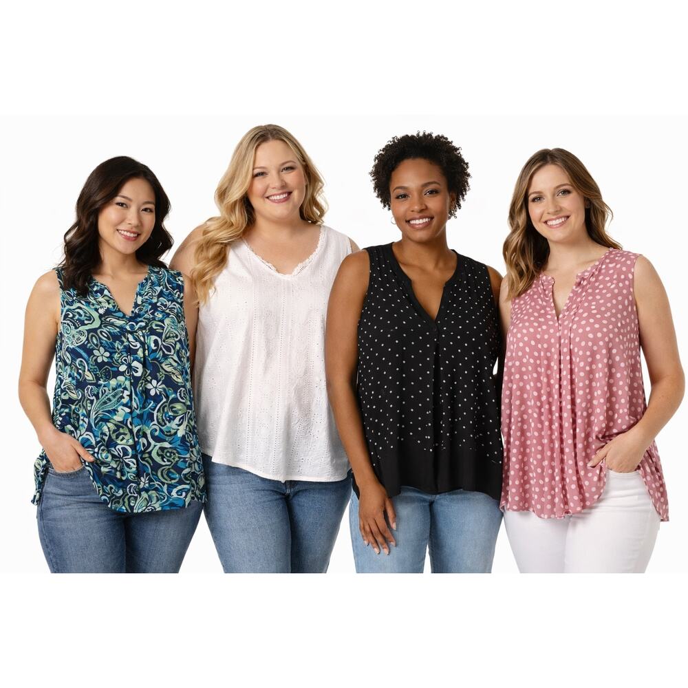Lot of 4 Sleeveless Blouses - Size 1X